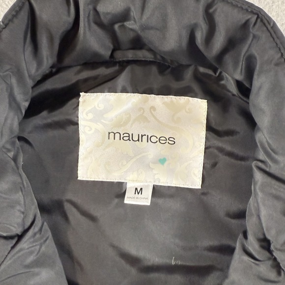 Maurices Black Quilted Puffer Vest Women's Size Medium Insulated Snap Button - Picture 3 of 8
